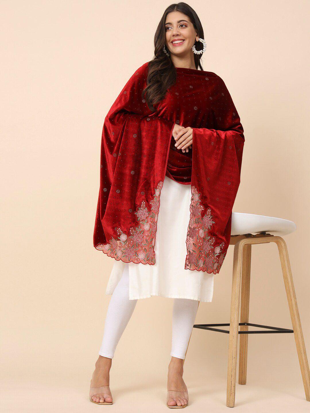 pashmoda embroidered velvet shawl