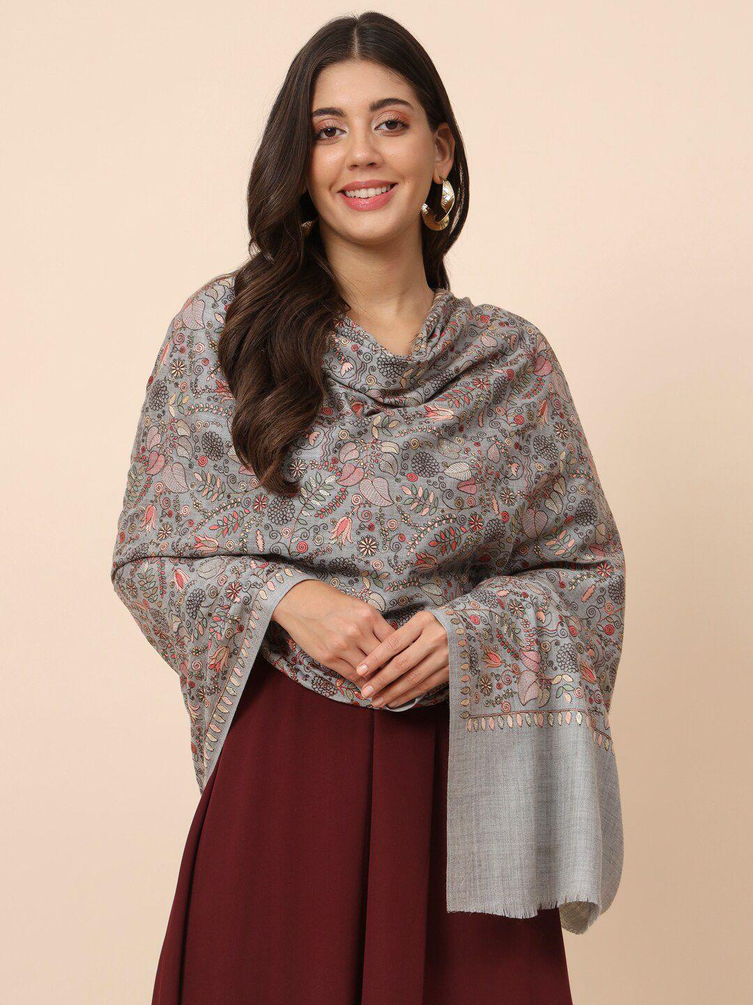 pashmoda embroidered pure wool shawl