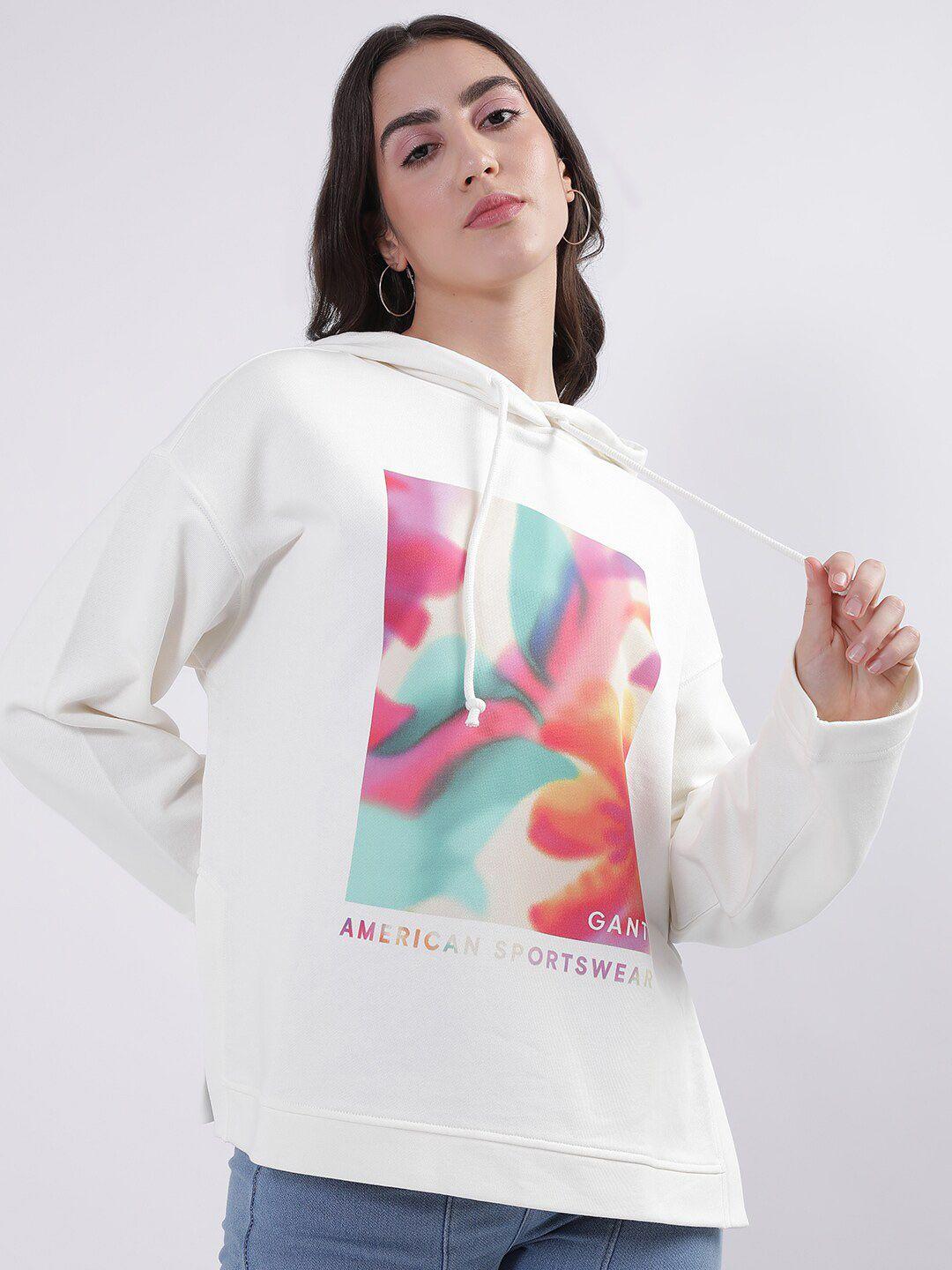 gant abstract printed hooded pure cotton pullover