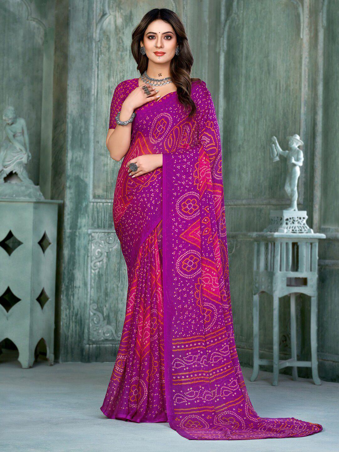 anouk bandhani printed pure chiffon bandhani saree