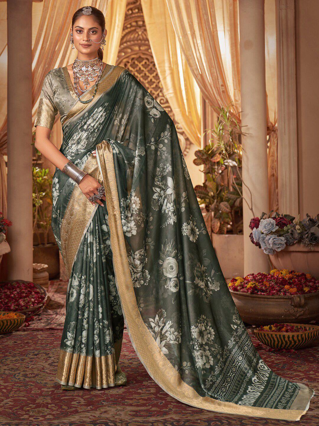 anouk floral printed zari sungudi saree