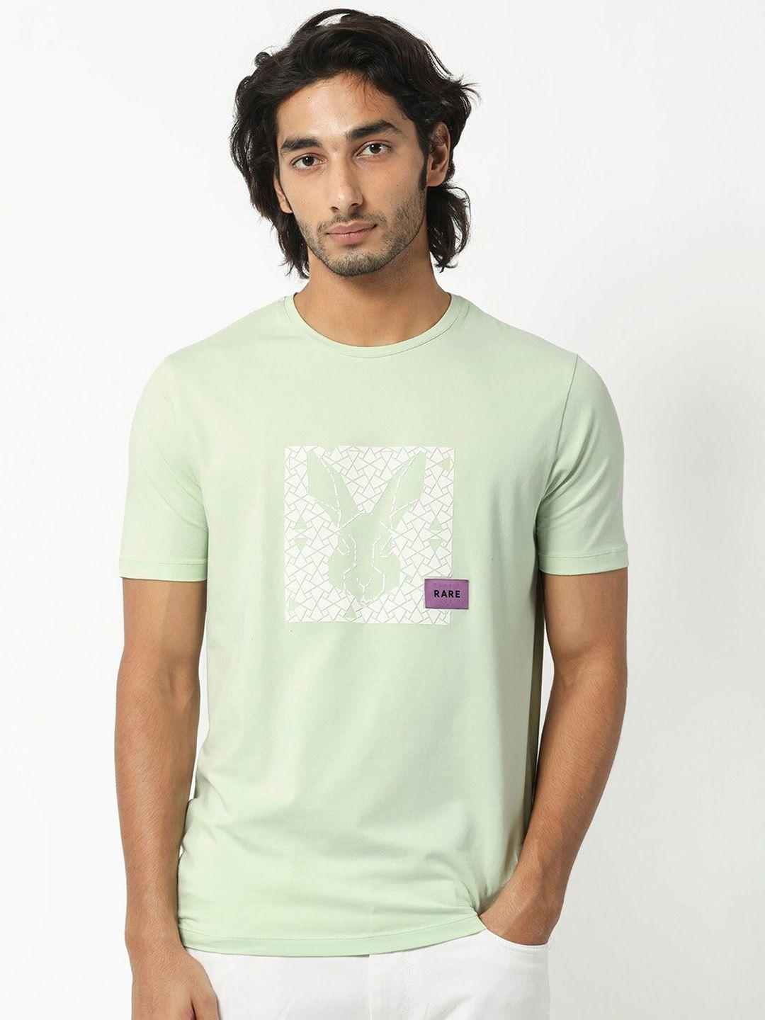 rare rabbit brand logo printed cotton slim fit t-shirt