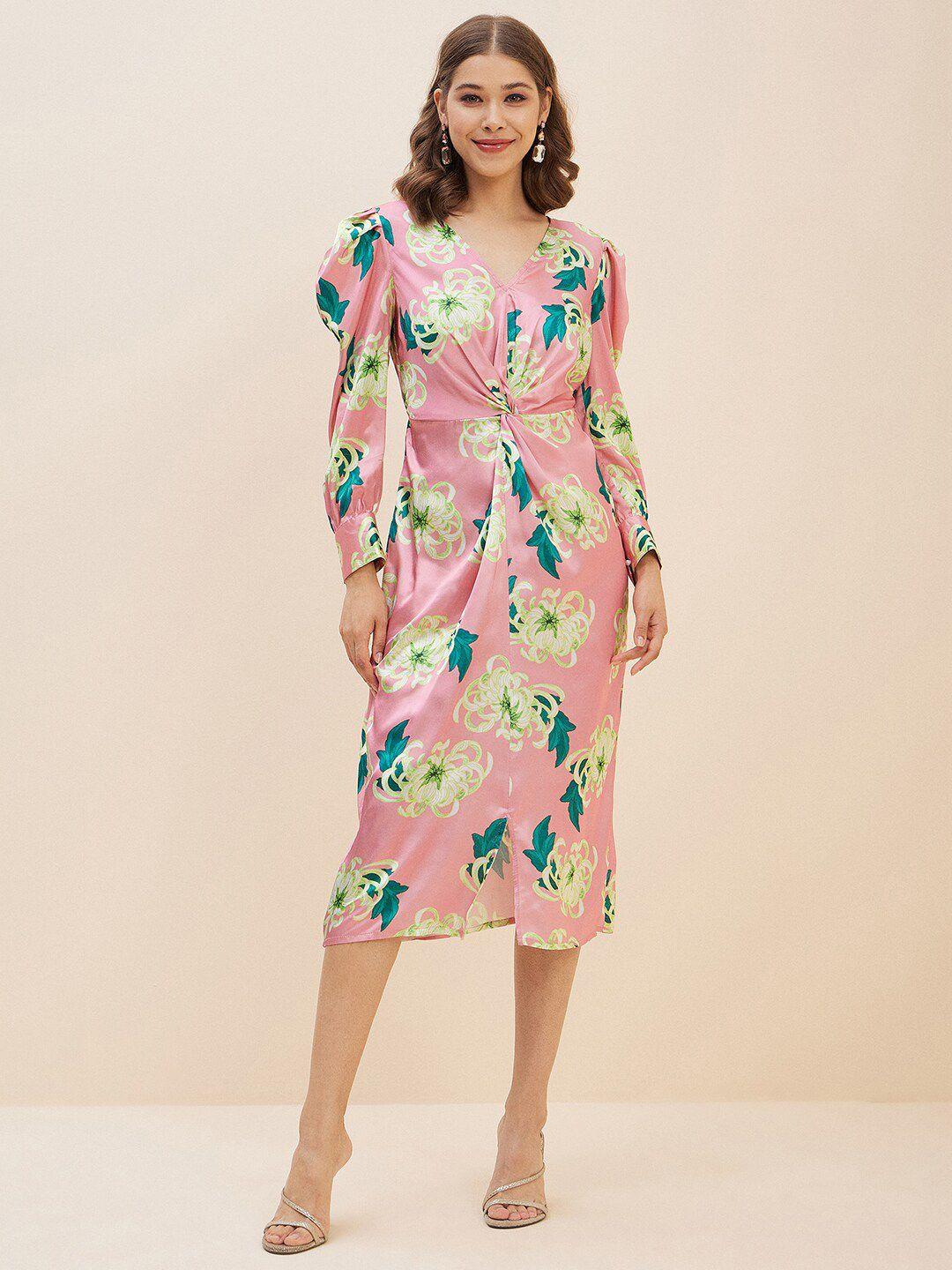 antheaa floral printed sheath dress