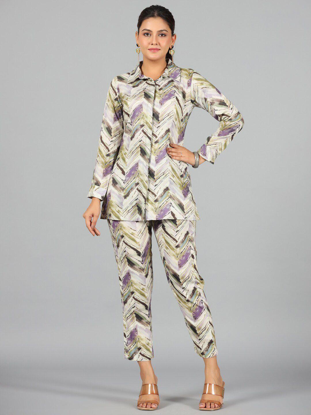 juniper geometric printed shirt collar long sleeve co-ords