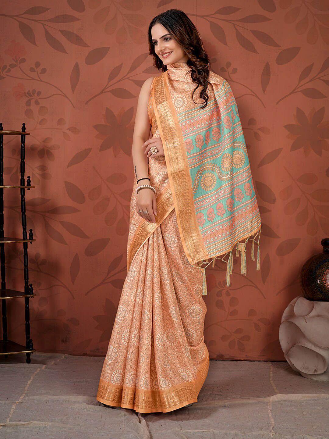 karagiri ethnic motifs printed zari saree