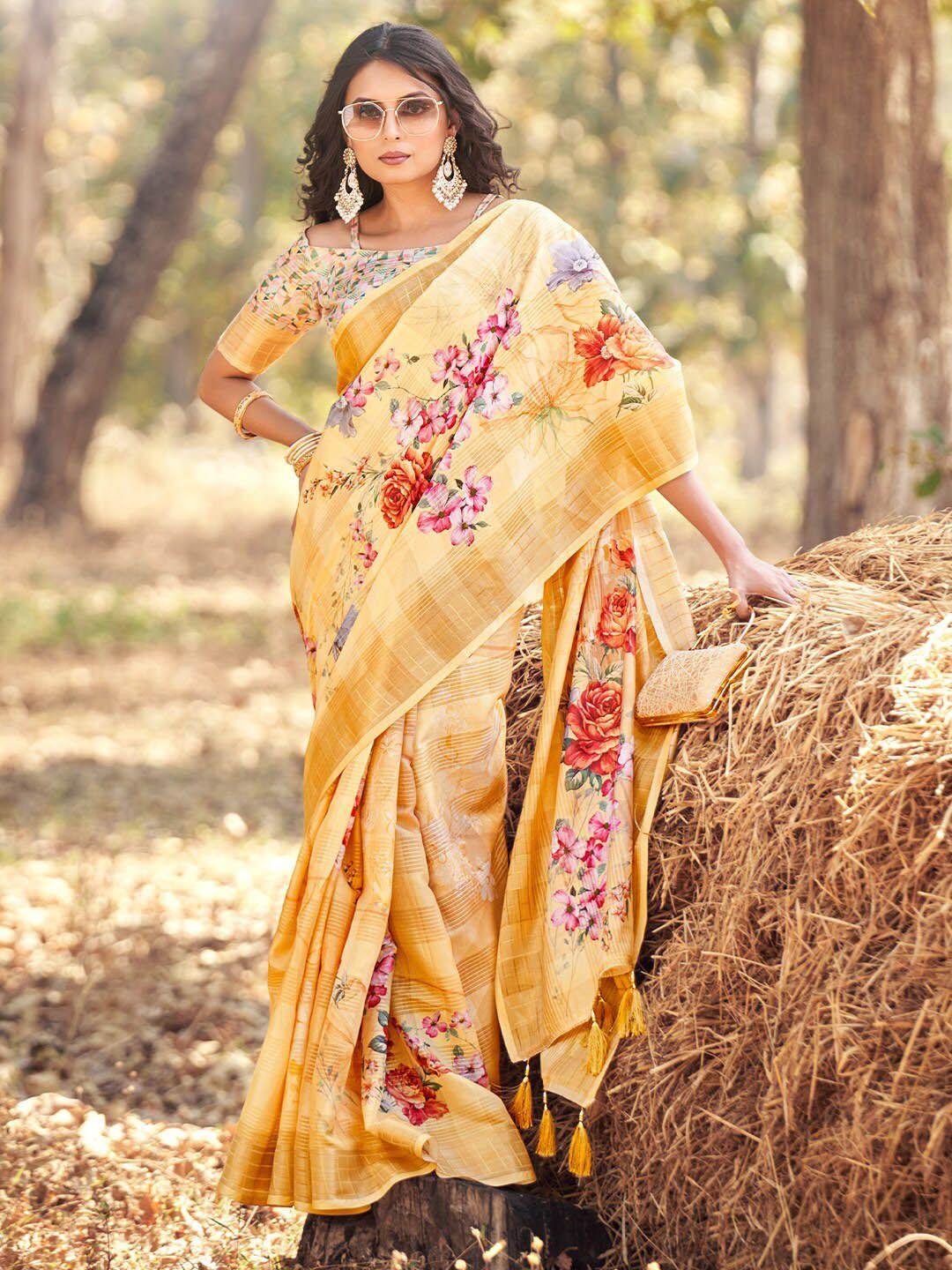 karagiri floral printed saree