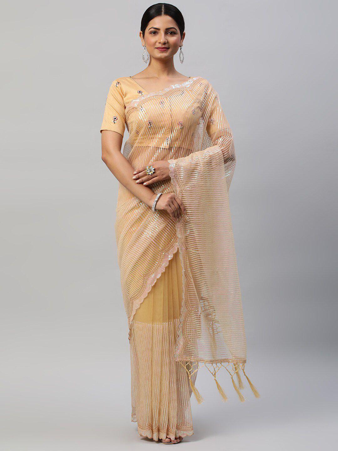 kasee embellished sequinned net saree