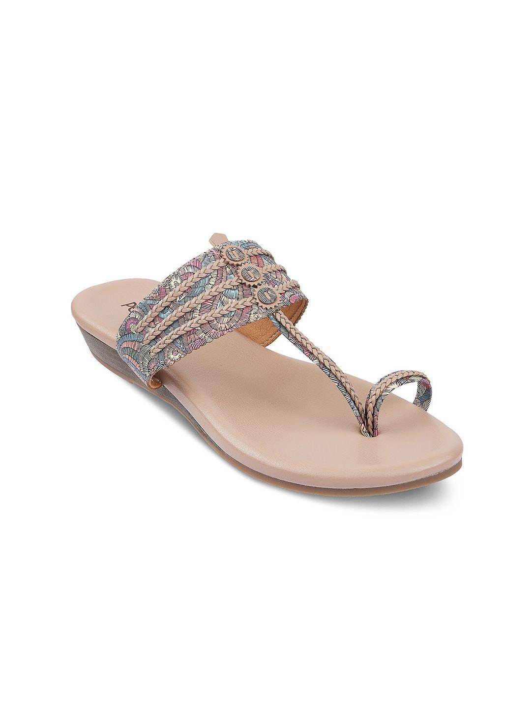 pepper ethnic printed braided one toe flats