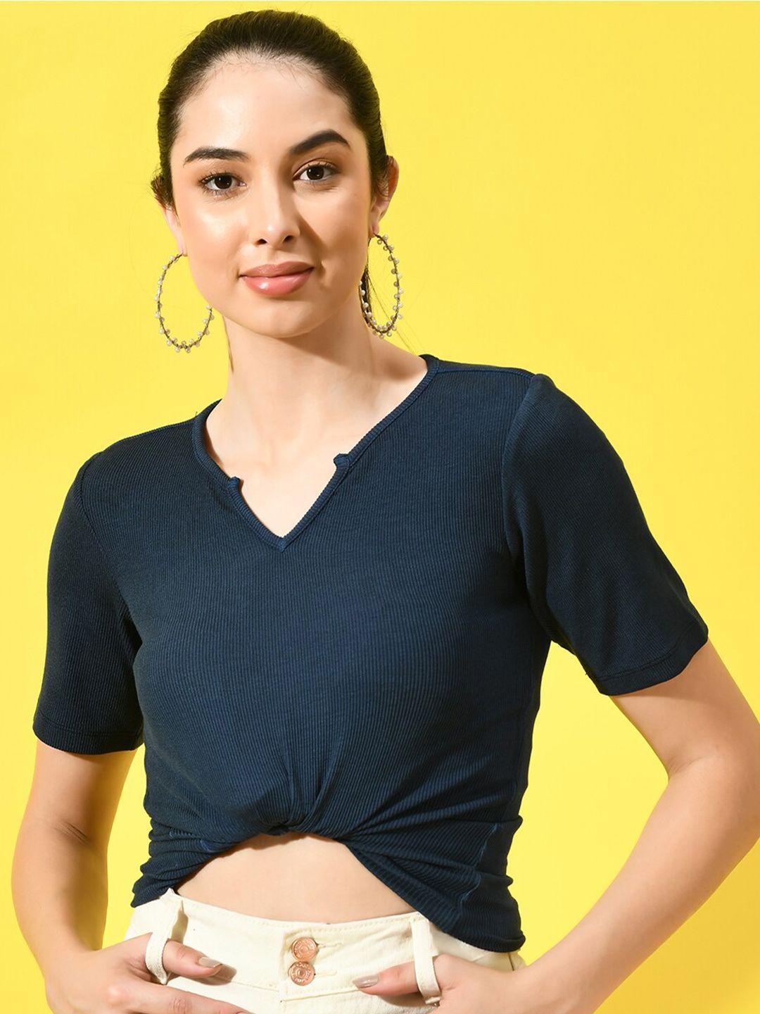 charmgal ribbed short sleeve fitted top