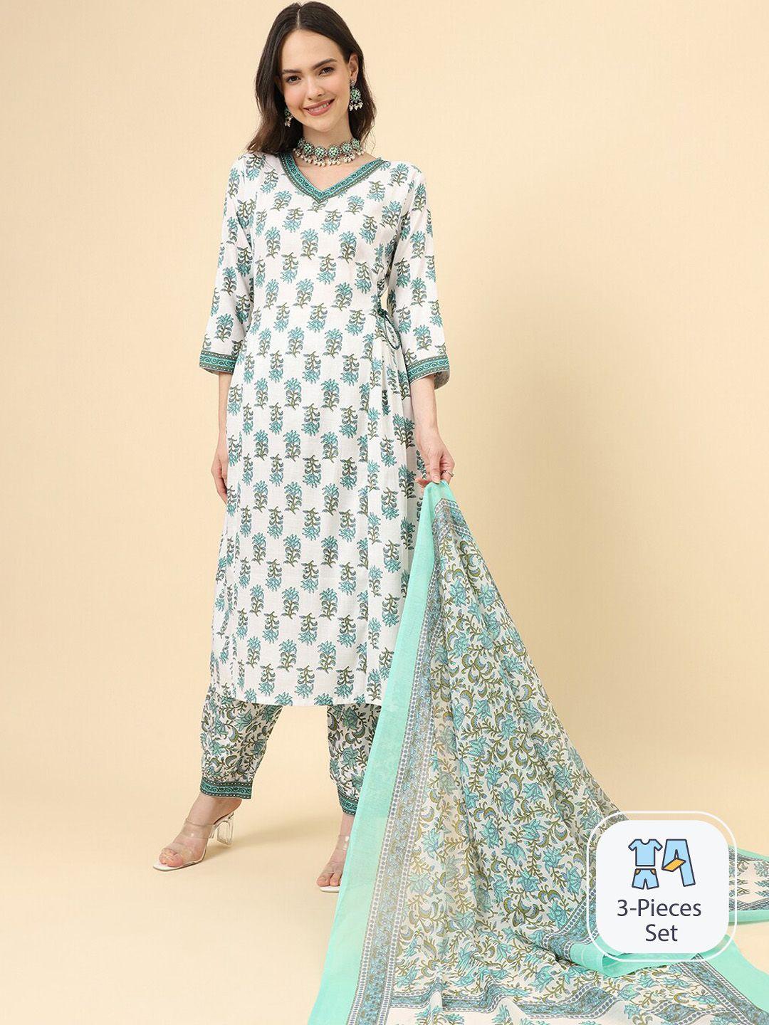 kalini ethnic motifs printed tie-ups kurta with trousers & dupatta