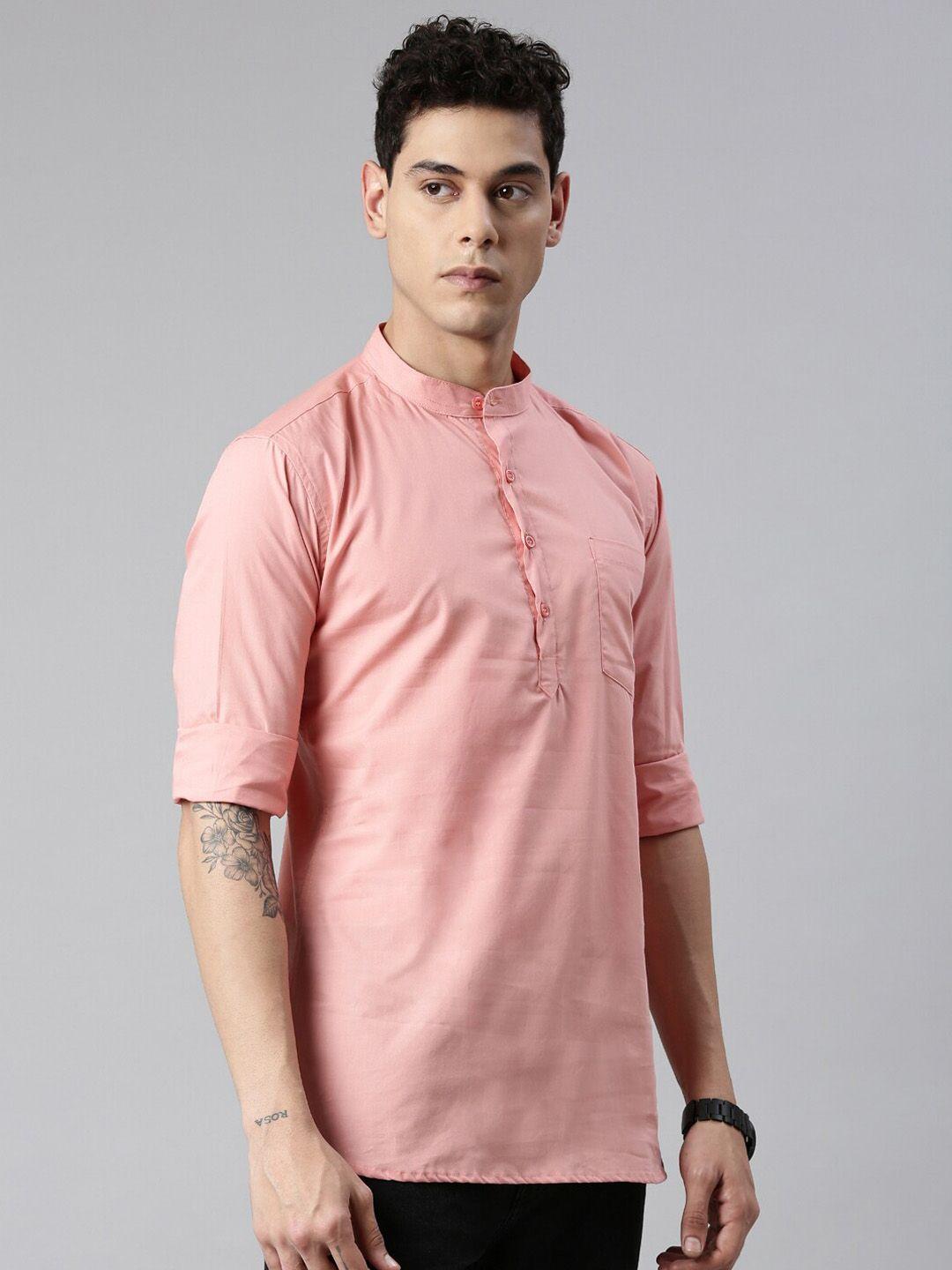 the soul patrol band collar cuffed sleeves pure cotton short kurta