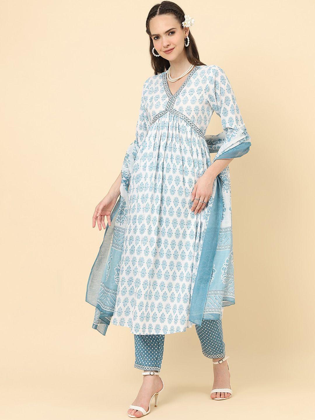 kalini ethnic motifs printed sequined kurta with trousers & dupatta