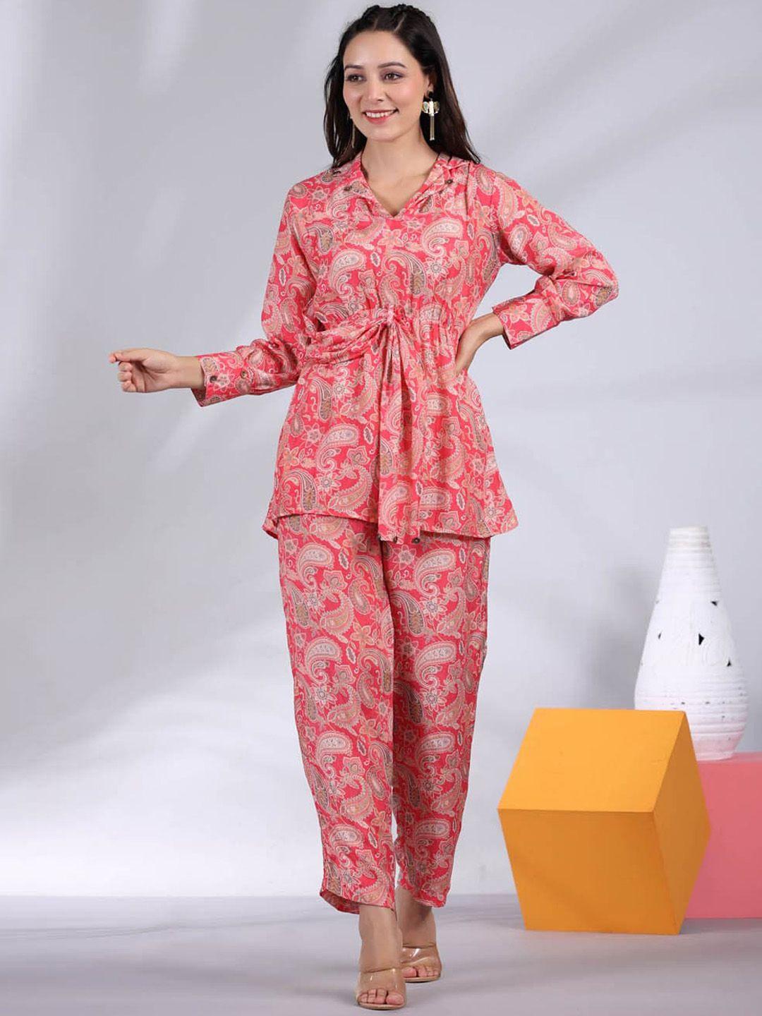 meena bazaar ethnic motifs printed tunic & trousers