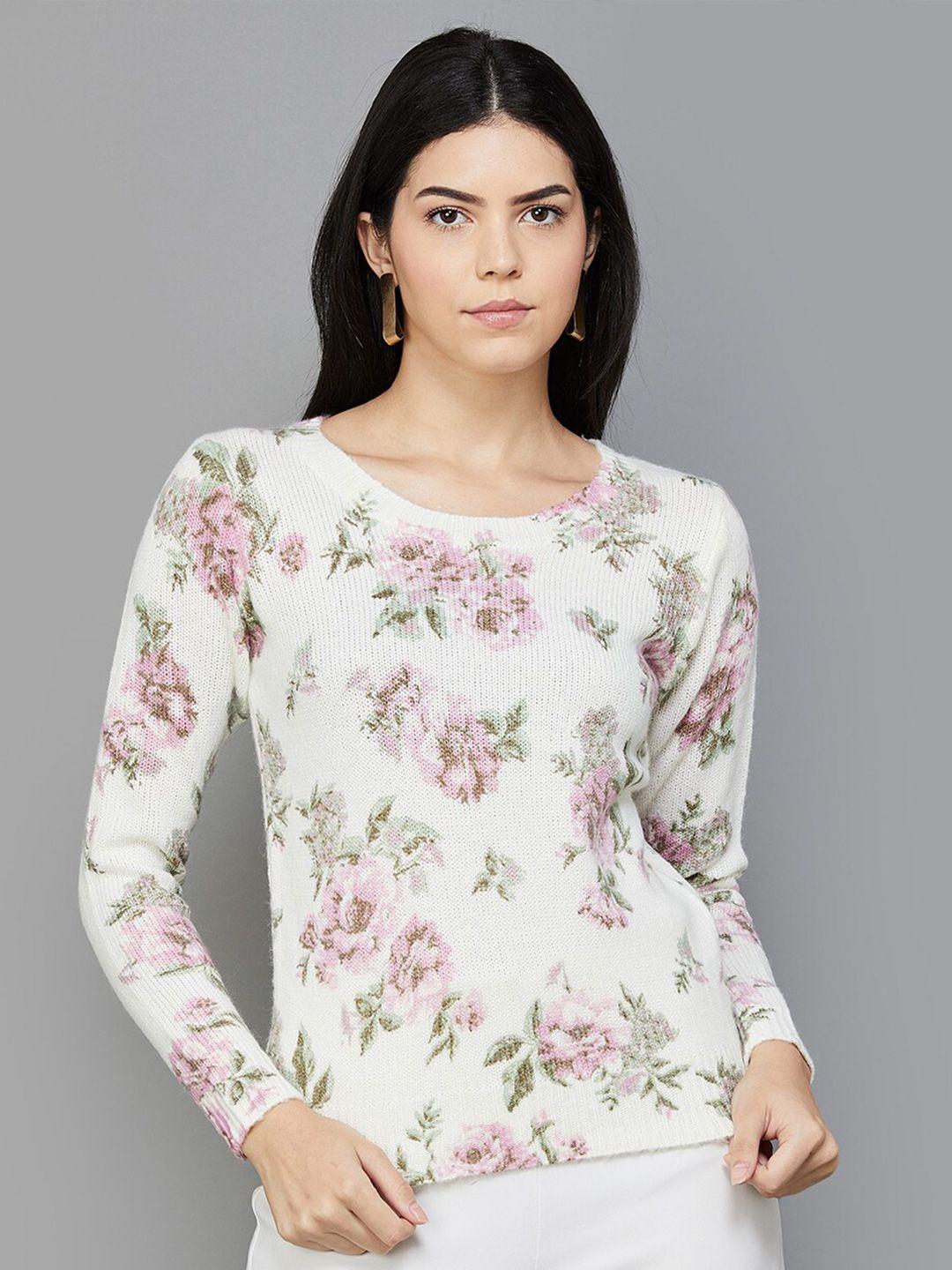 code by lifestyle floral printed knitted top