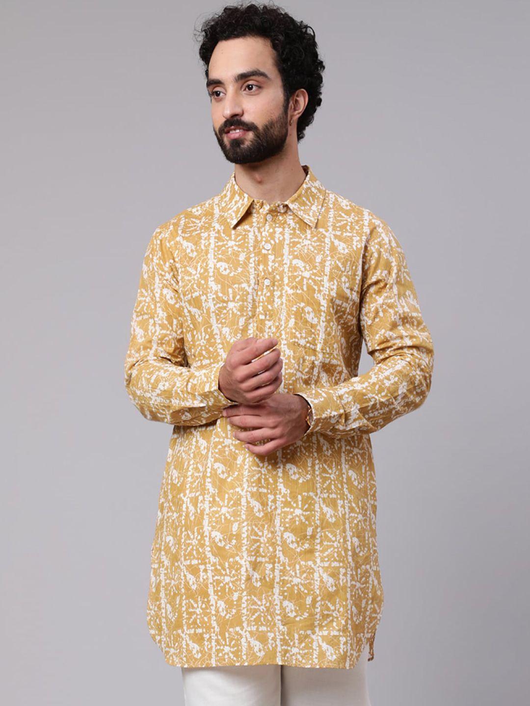 aks abstract printed shirt collar cotton kurta