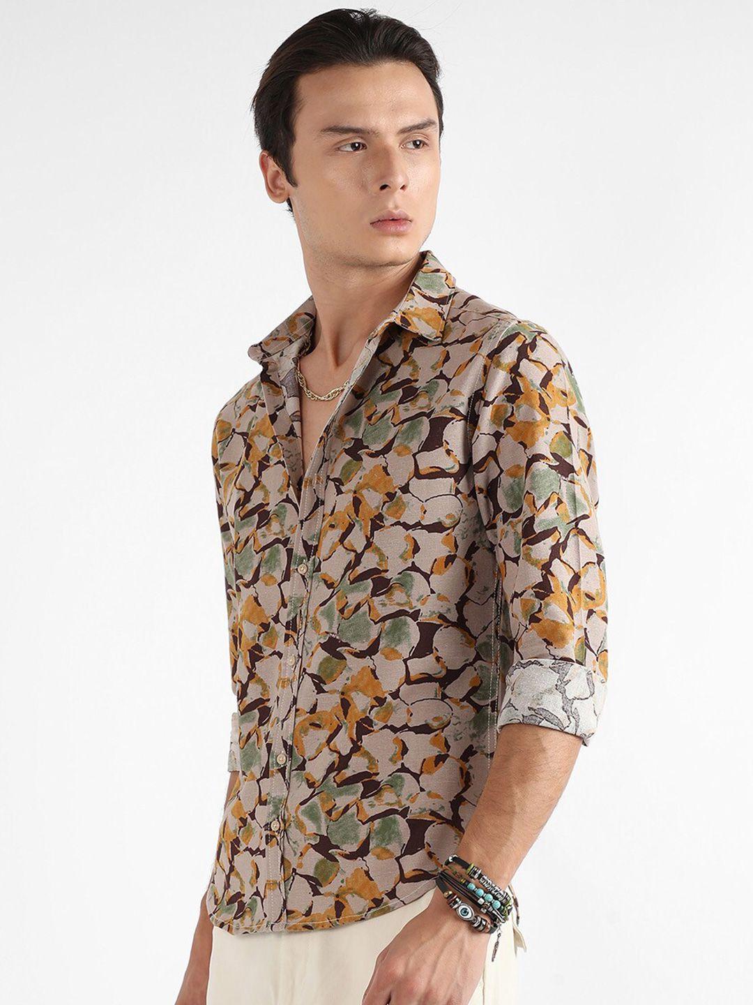 campus sutra classic abstract printed cotton casual shirt