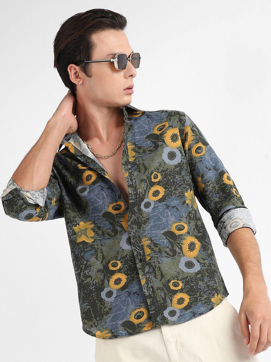 campus sutra classic floral printed cotton casual shirt