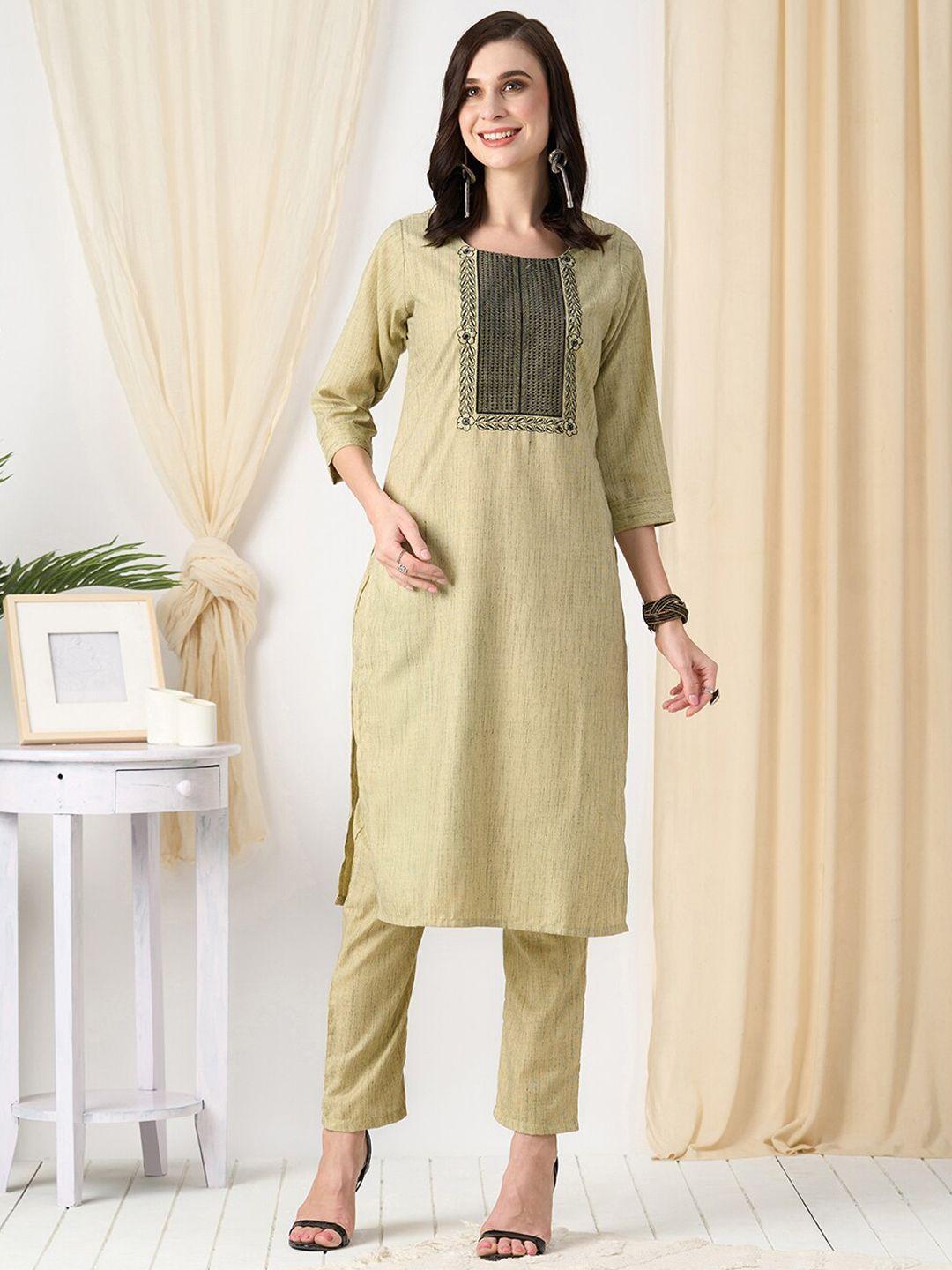 zola ethnic motifs yoke design regular sequinned kurta with trousers