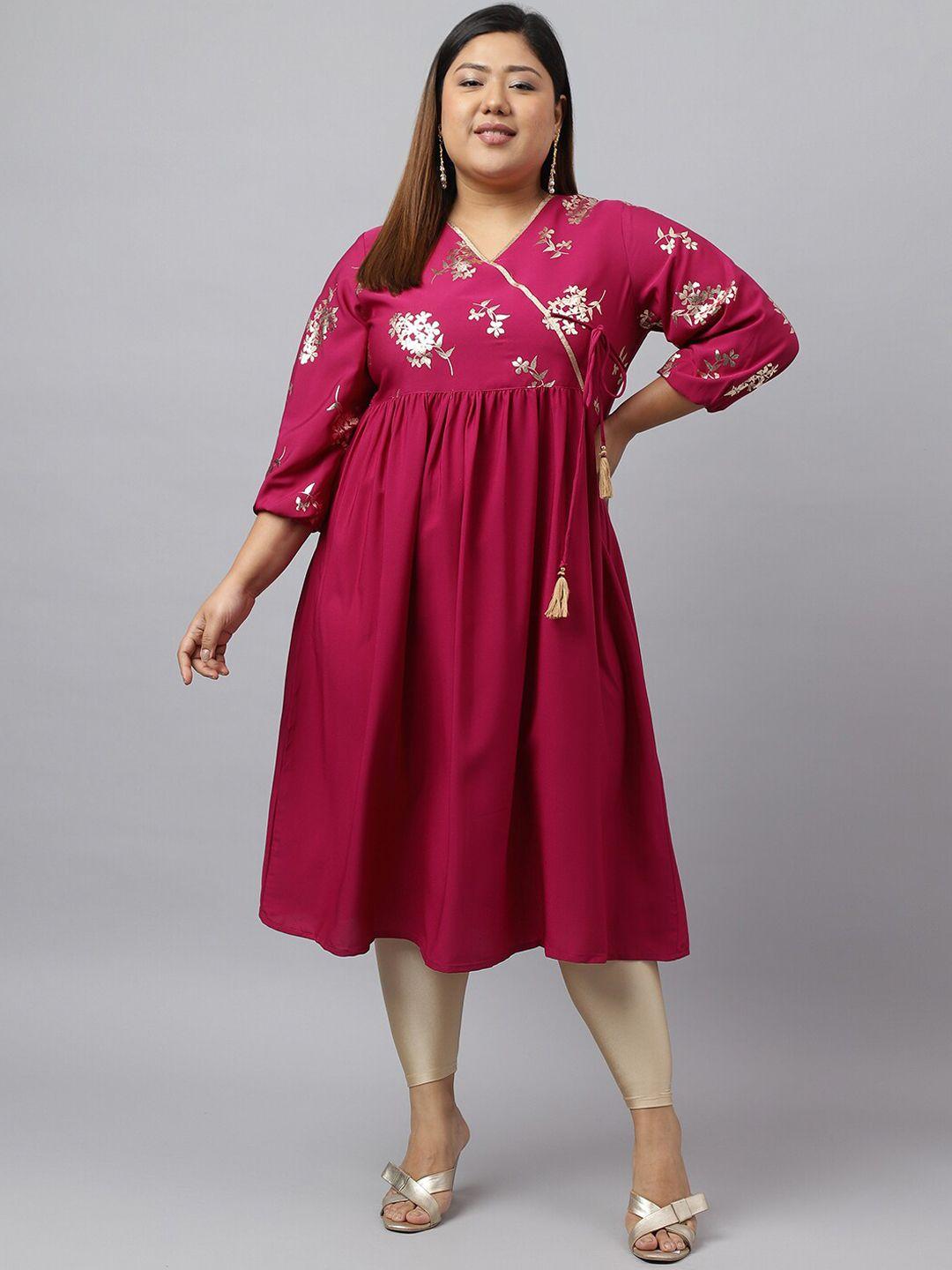 xl love by janasya plus size yoke design angrakha anarkali crepe kurta