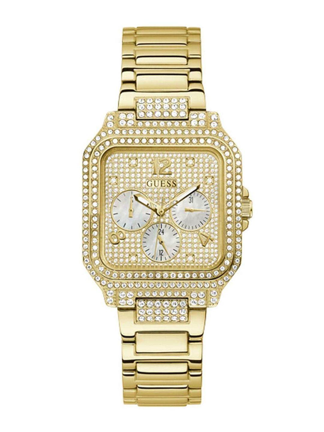 guess women embellished dial & bracelet style straps analogue watch gw0472l2