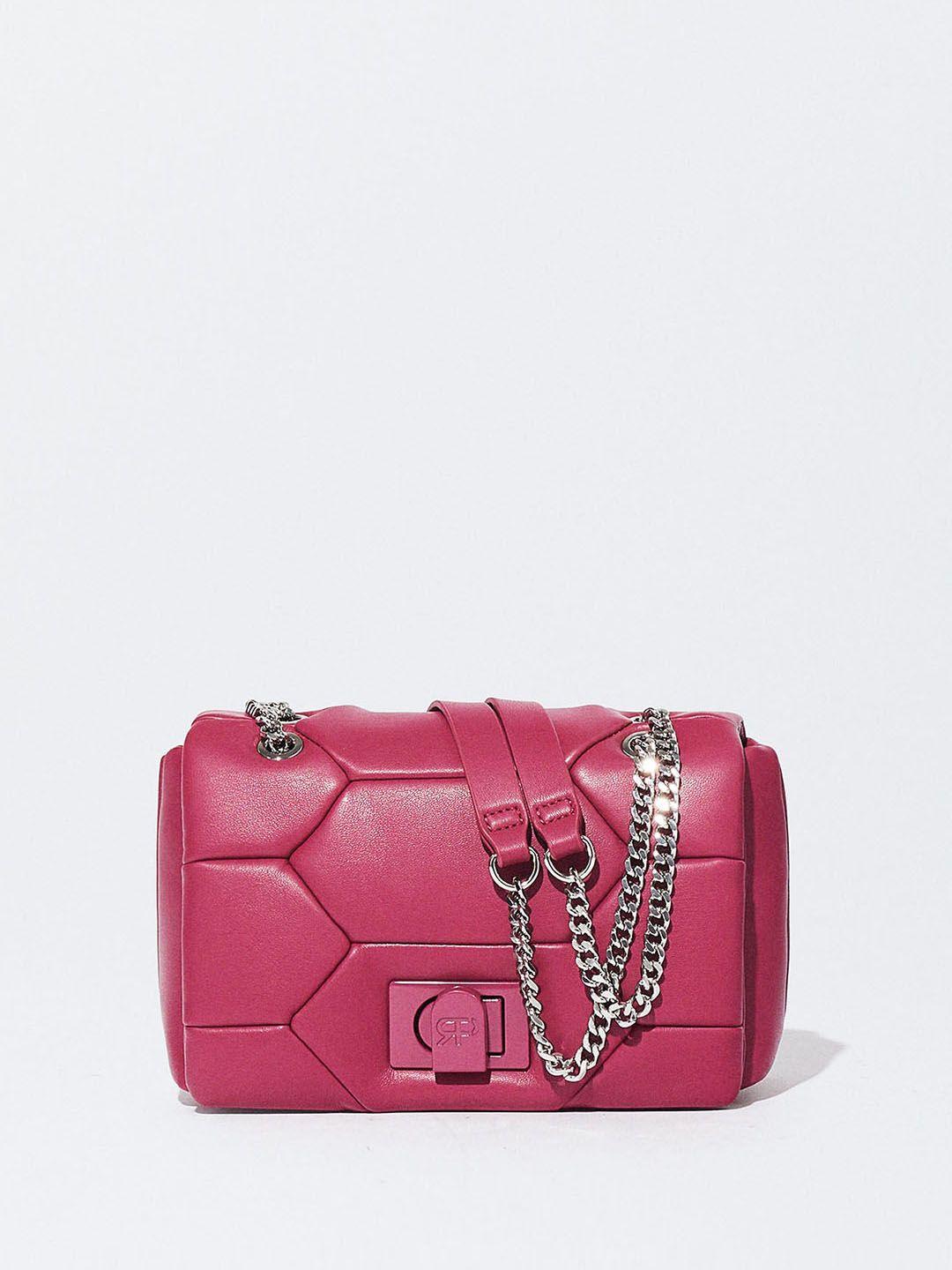 parfois structured shoulder bag with quilted detail