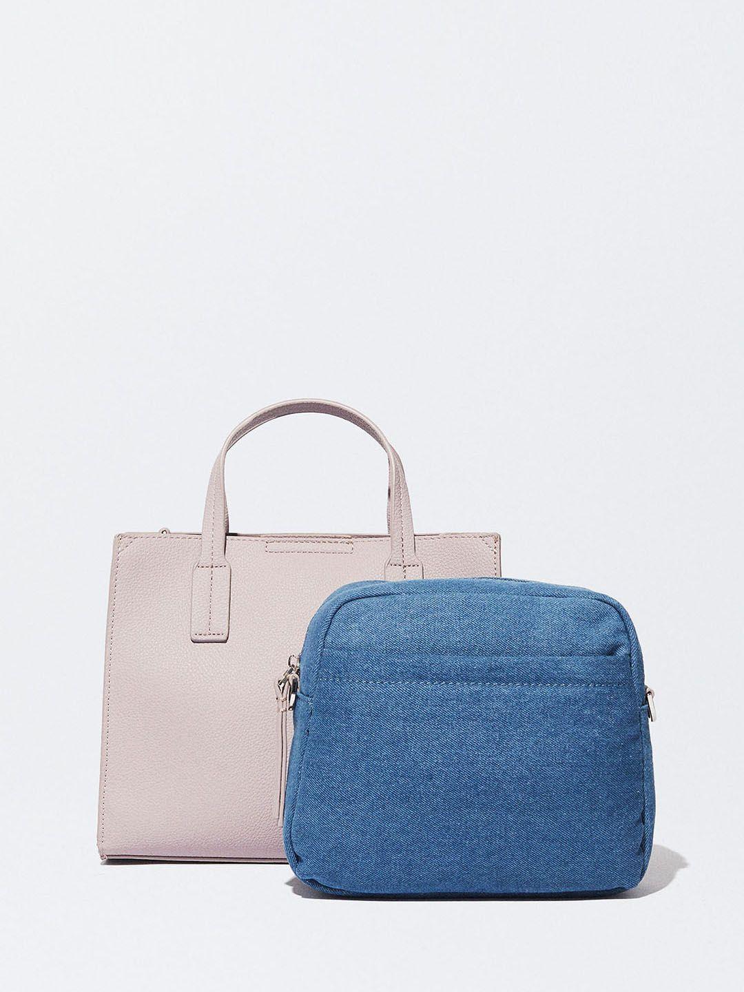 parfois textured structured handheld bag with pouch