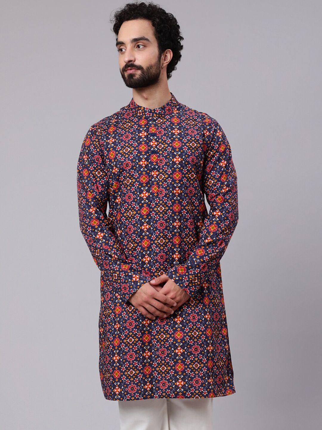 aks geometric printed cotton kurta