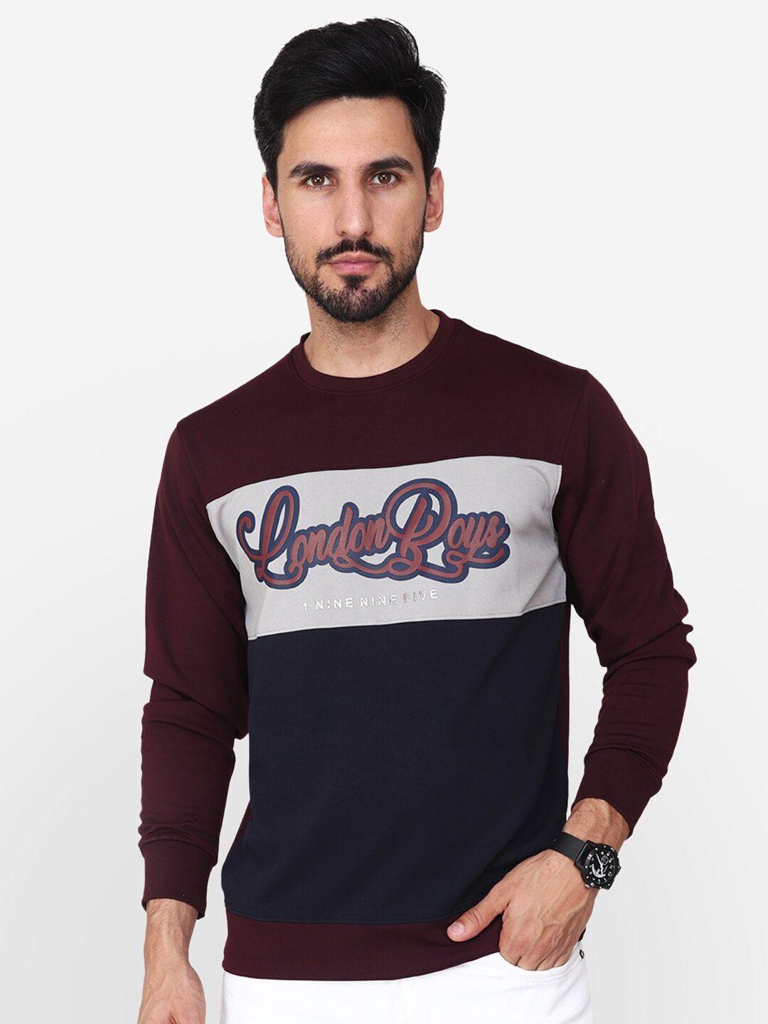 albion colourblocked round neck pullover cotton sweatshirt