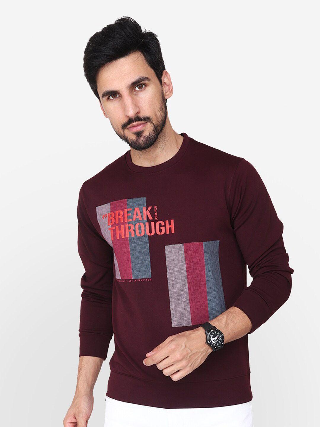 albion typography printed round neck pullover cotton sweatshirt