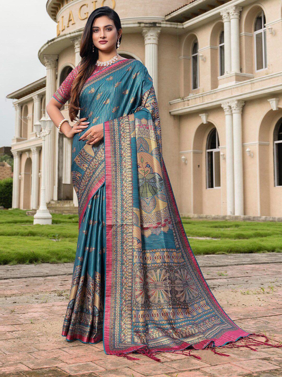 karagiri ethnic motifs printed satin saree