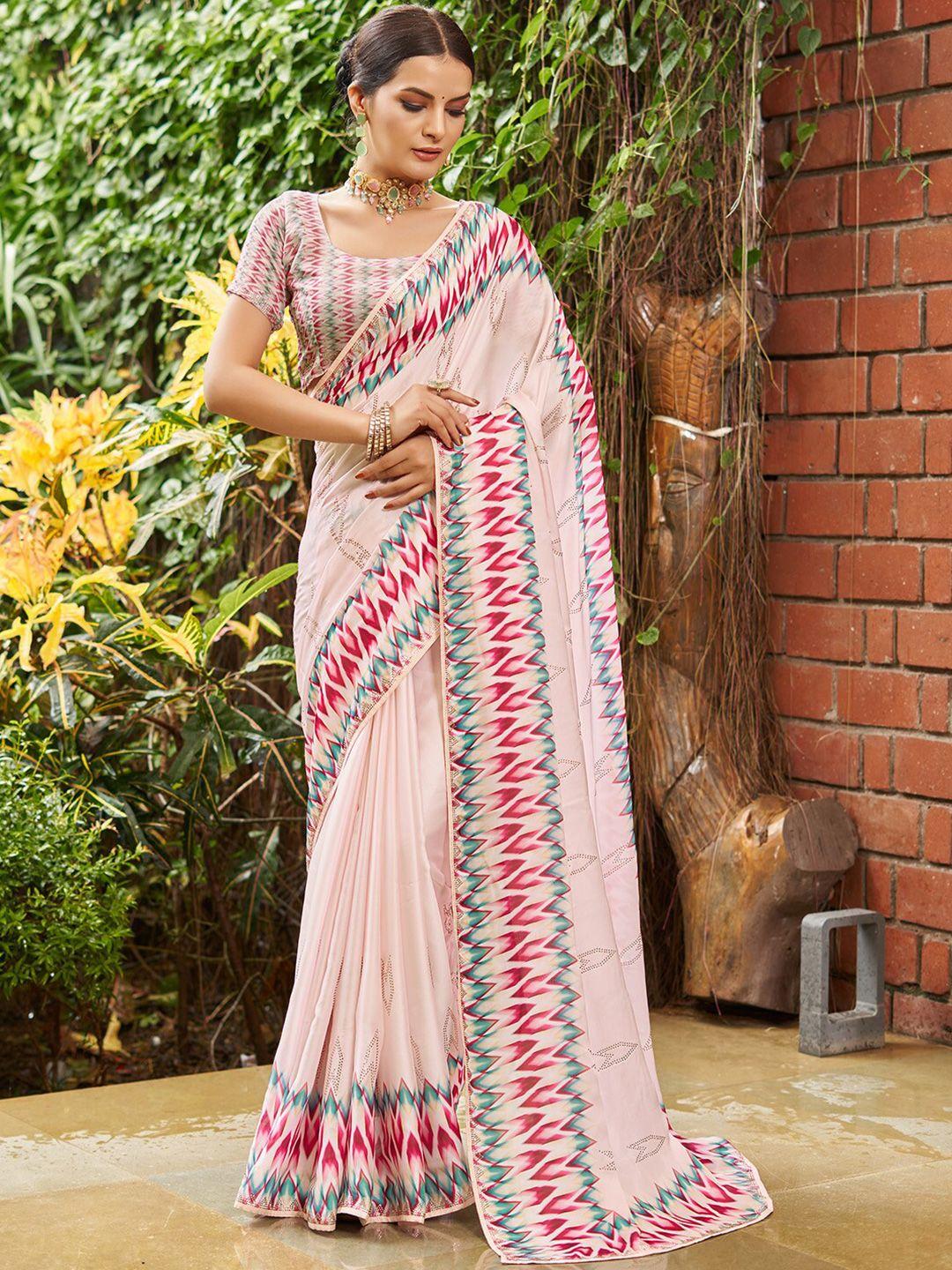 karagiri embellished beads and stones satin saree