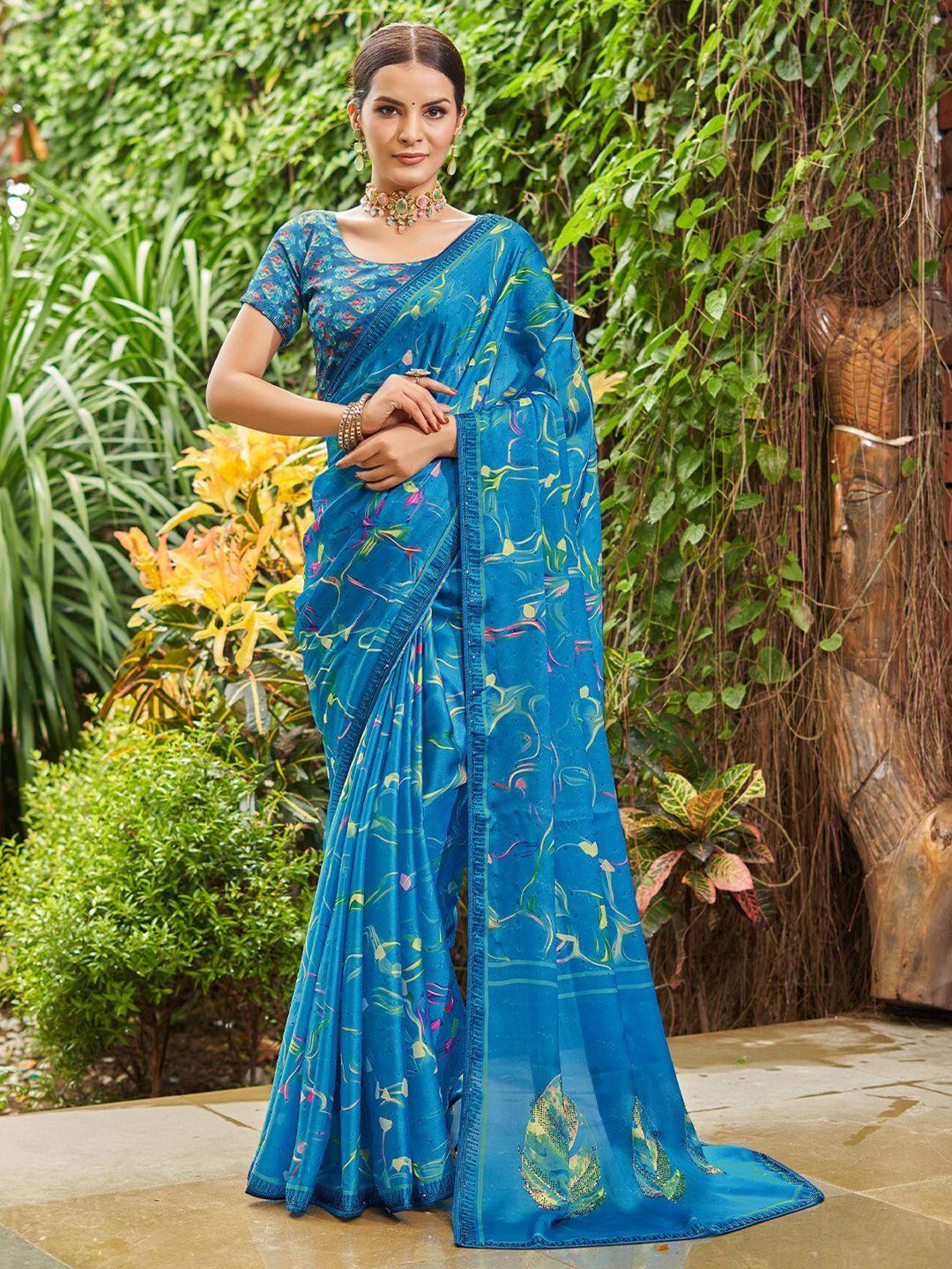 karagiri abstract printed satin saree