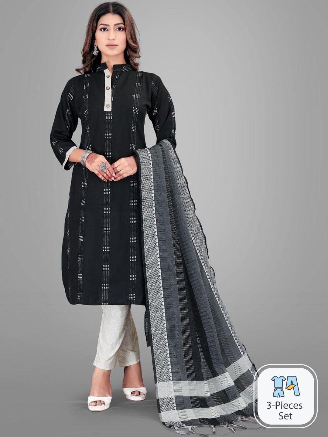 worivoc geometric printed kurta & trousers with dupatta