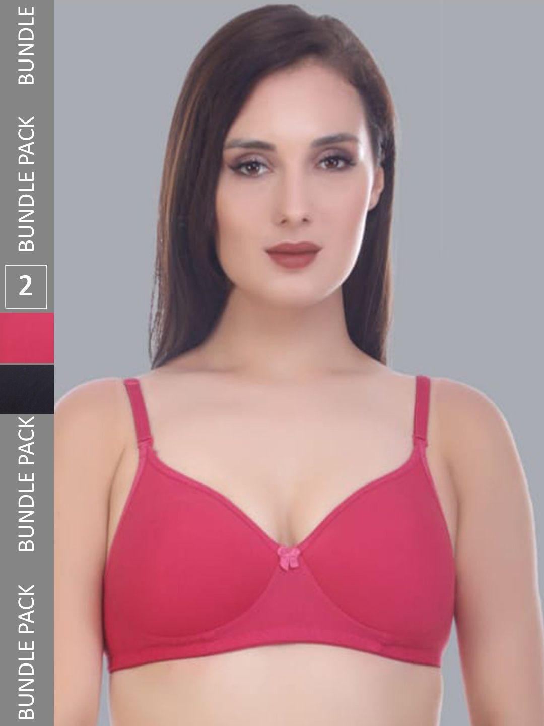 extoes pack of 2 full coverage lightly padded cotton push-up bra with all day comfort