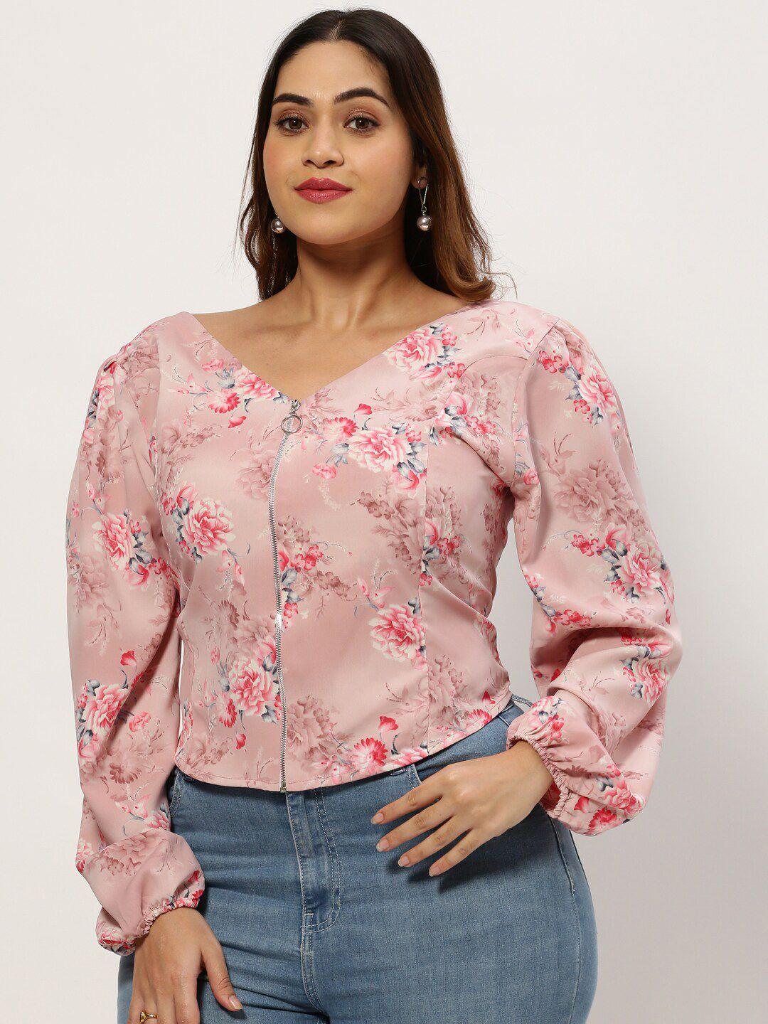 showoff plus plus size floral print chiffon top