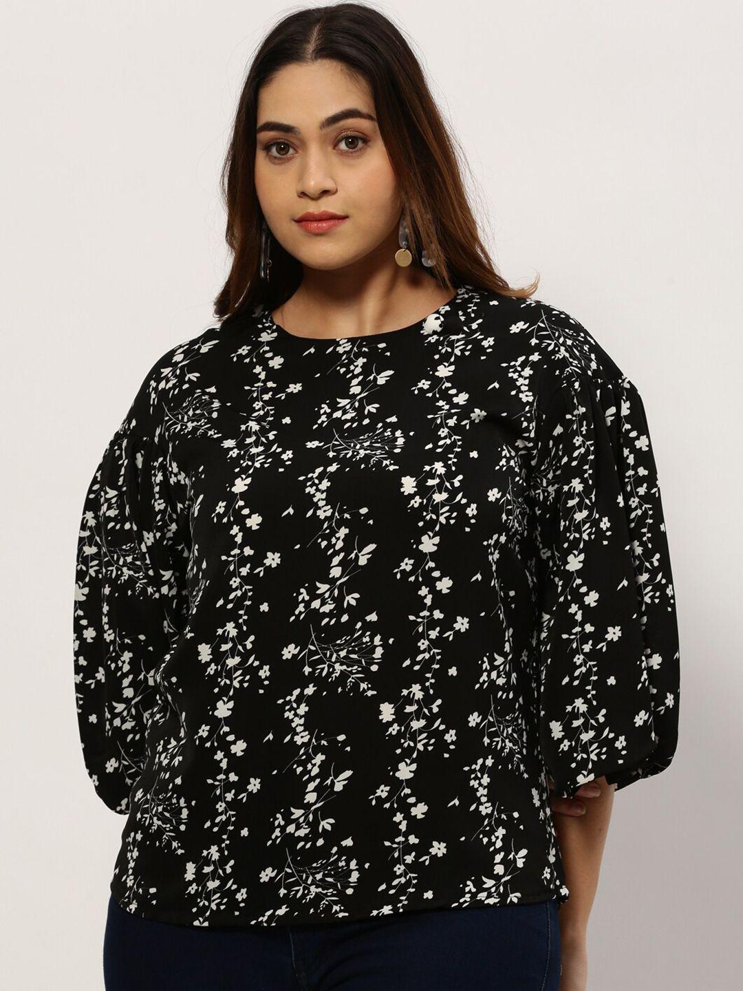 showoff plus floral printed flared sleeve kaftan top