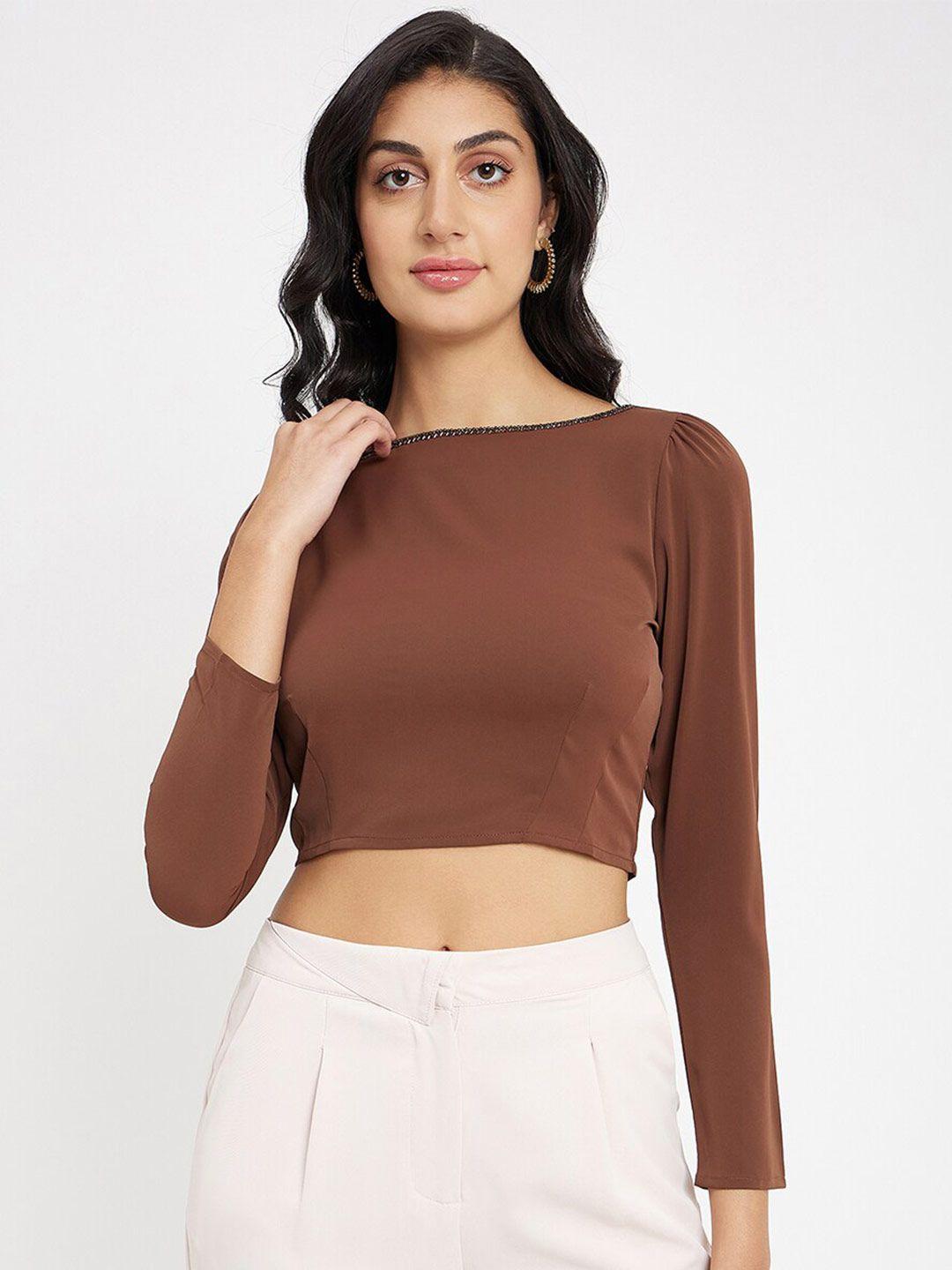 madame boat neck regular crop top