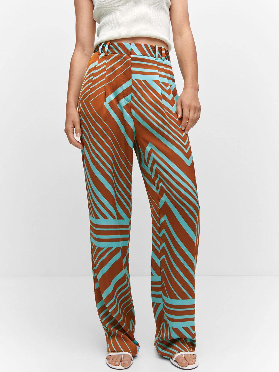 mango women printed pleated trousers