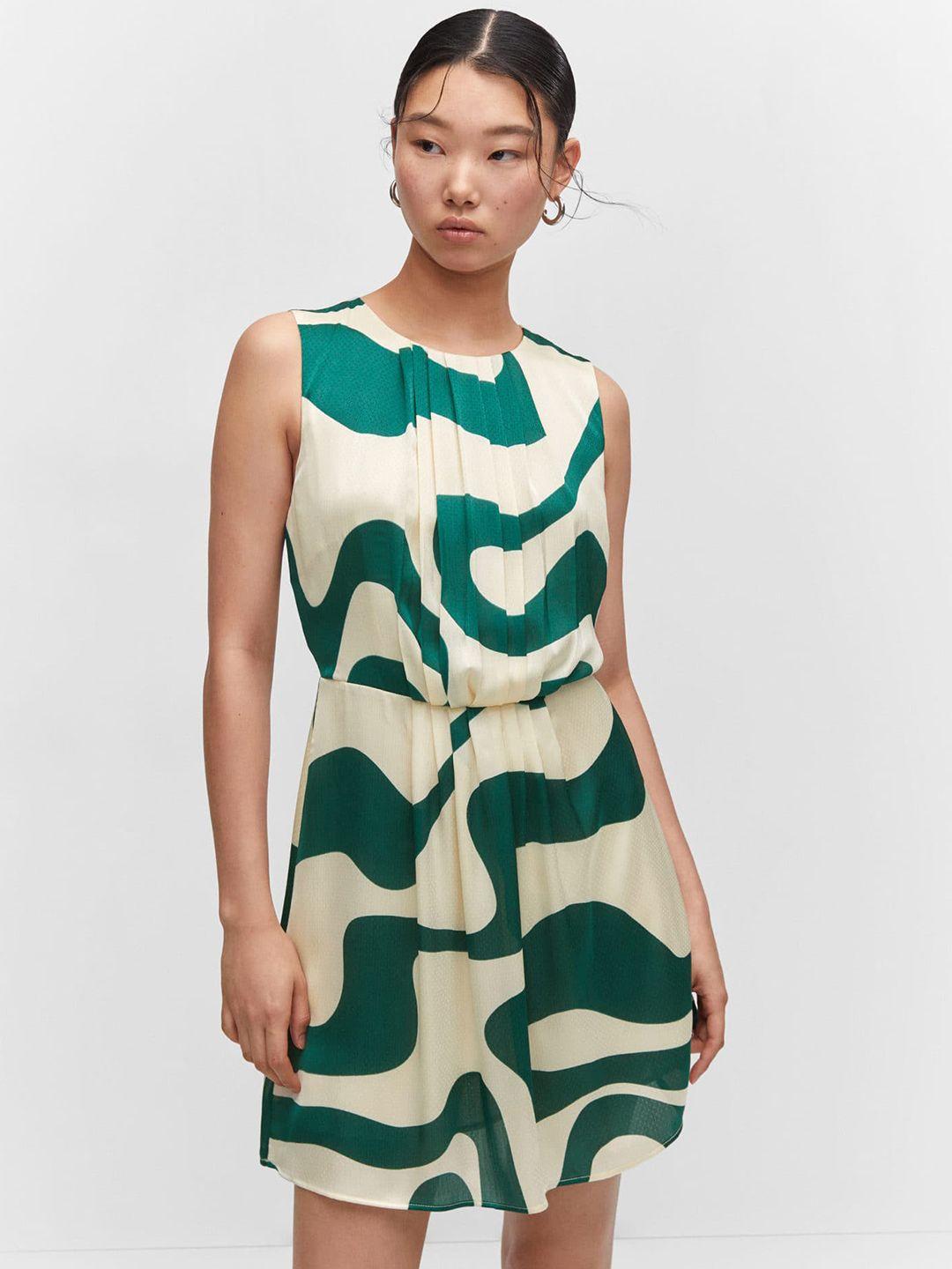 mango printed pleated a-line dress