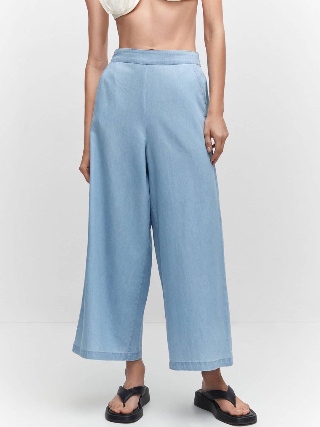 mango women pure cotton cropped trousers