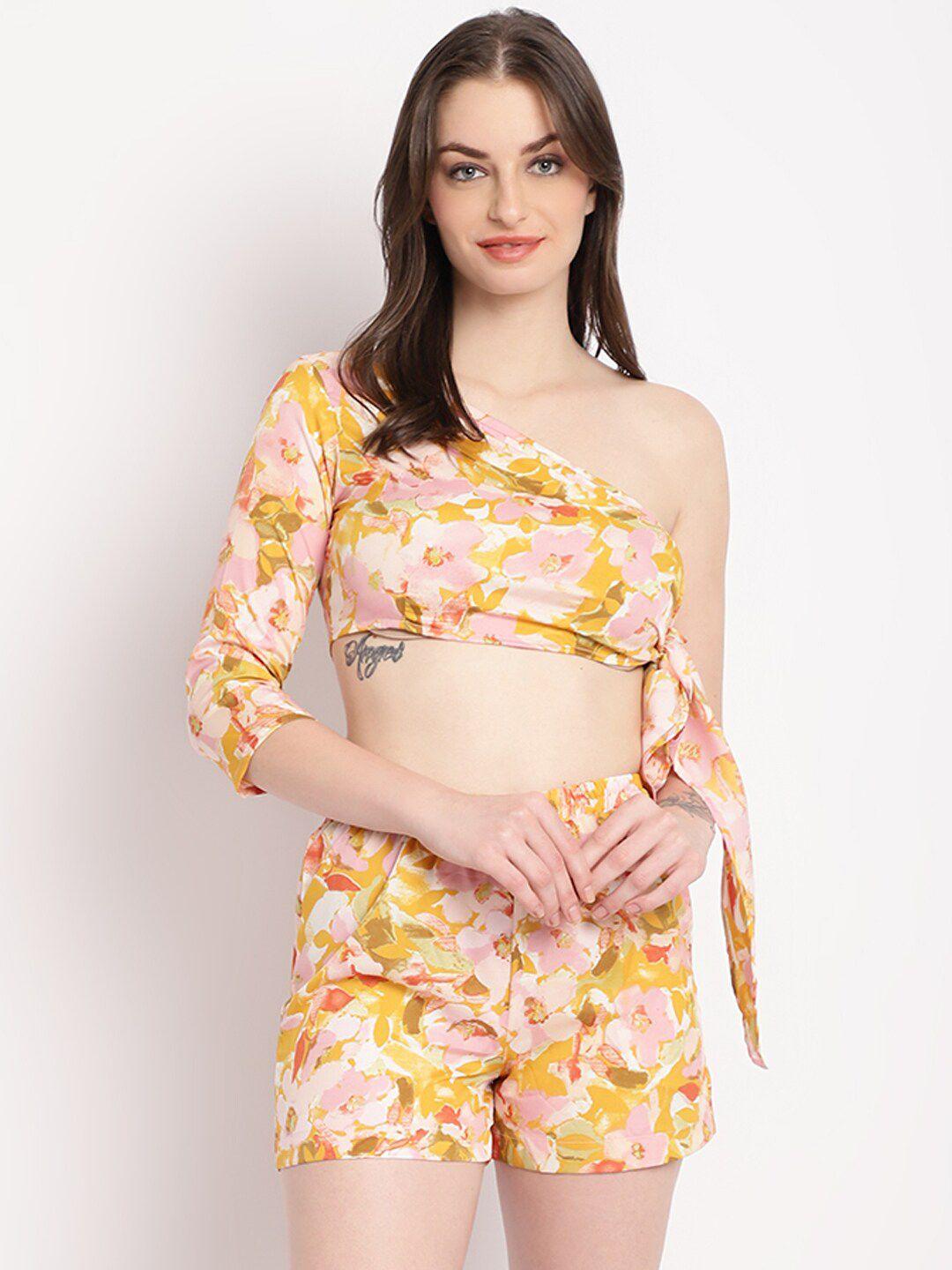 erotissch floral print crop top & shorts swim set