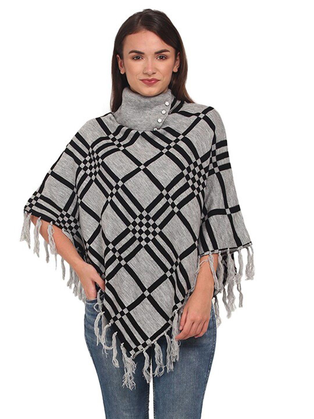 ewools geometric printed woollen poncho