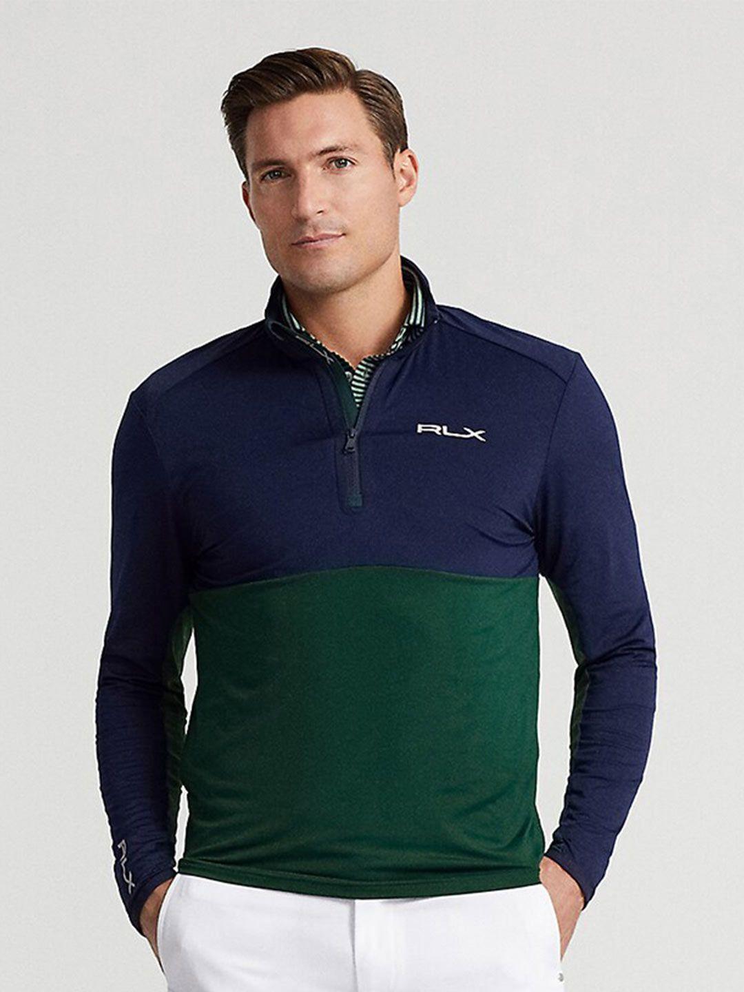 polo ralph lauren colourblocked mock neck pullover sweater