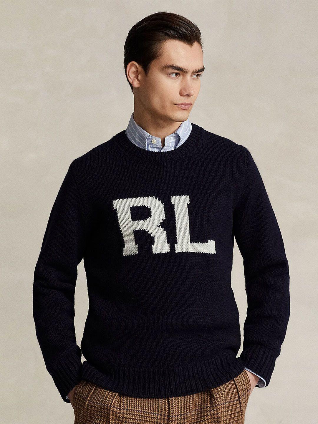 polo ralph lauren typography printed woolen sweater