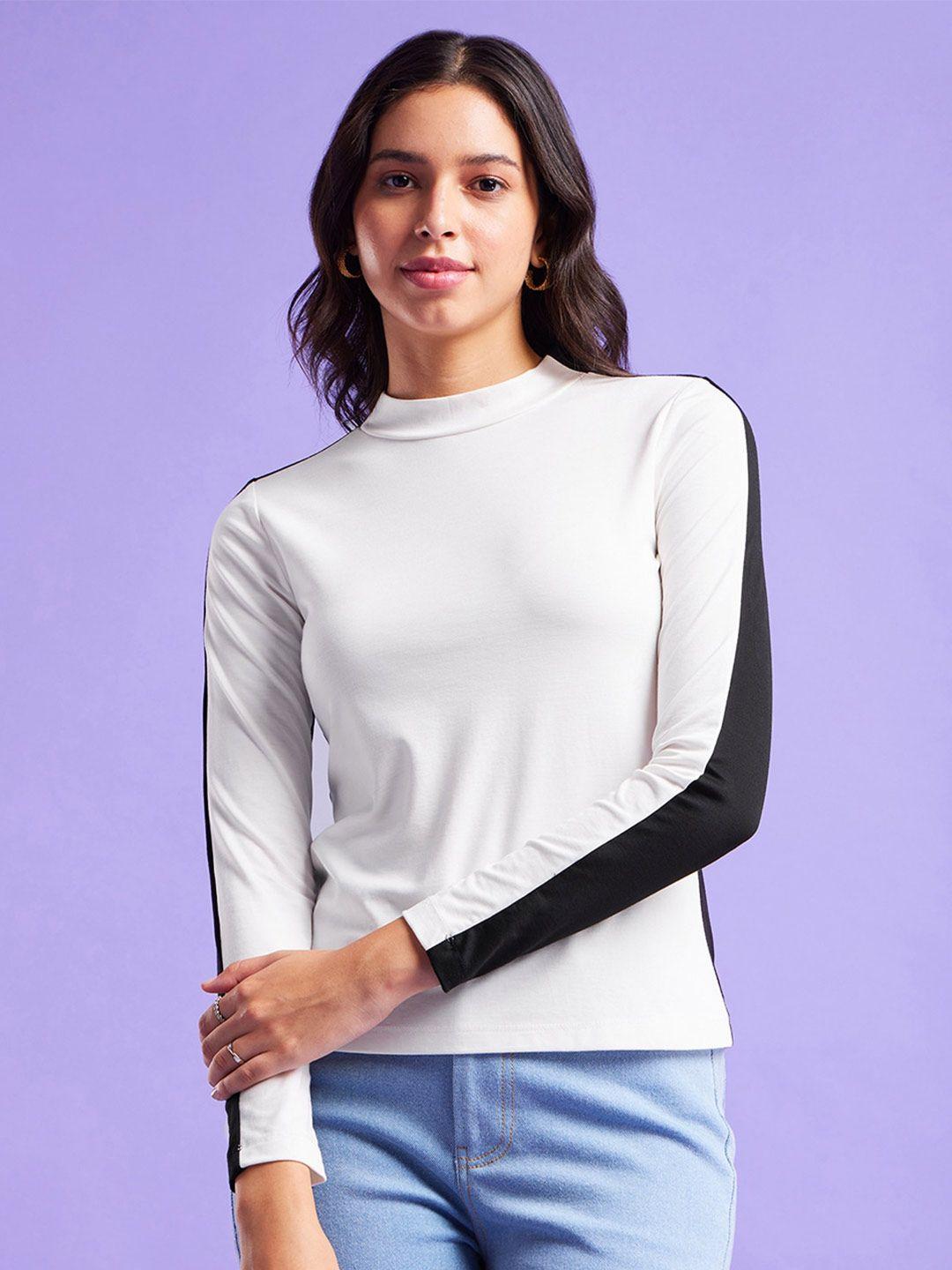 fablestreet colorblocked high neck regular top