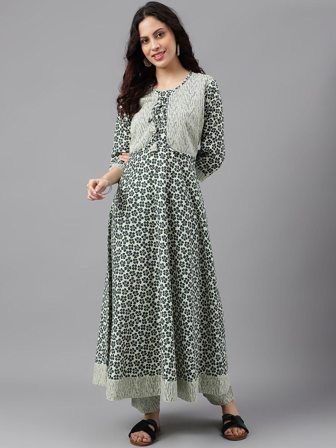 saabhi floral printed regular pure cotton kurta with trousers