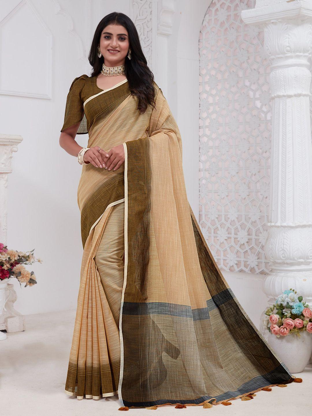 gajarai zari with tassels border saree