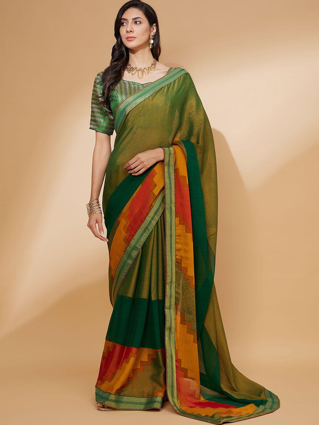 all about you geometric printed pure chiffon saree