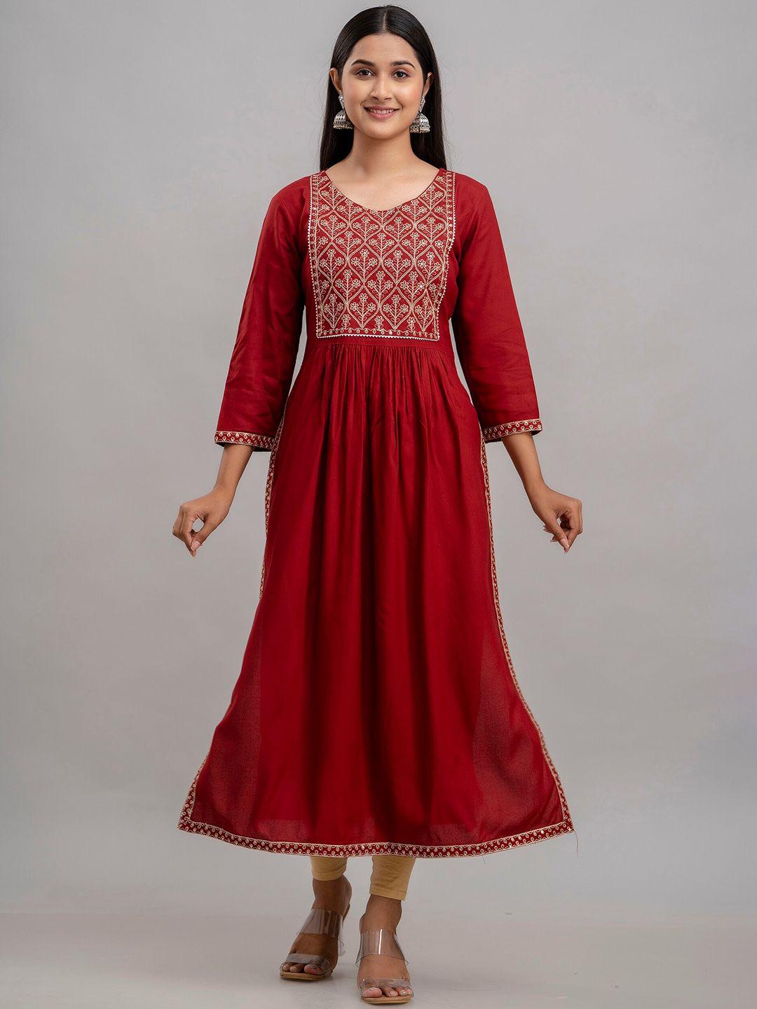 charu floral embroidered sequinned a-line kurta