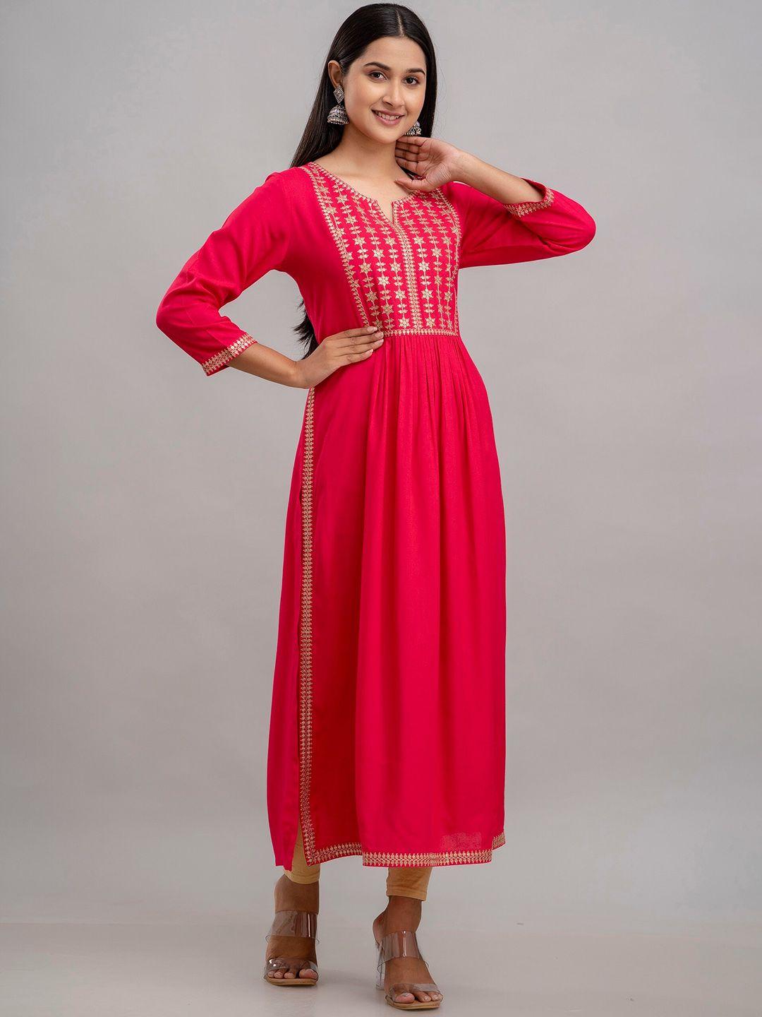 charu floral embroidered sequinned a-line kurta